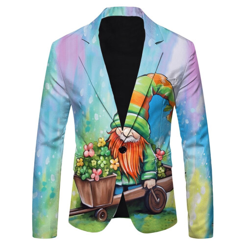 Peak Lapel Ανδρικό Επίσημο Μπουφάν Μπλέιζερ Ανδρικό St Patricks Day3D Ψηφιακή Εκτύπωση