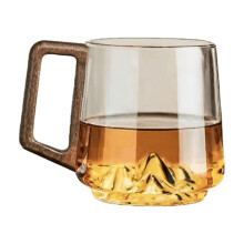 Borosilicate Glass Tea Cup with Walnut Wood Handle – Heat Resistant, Transparent, Durable, Car Cup Holder Friendly