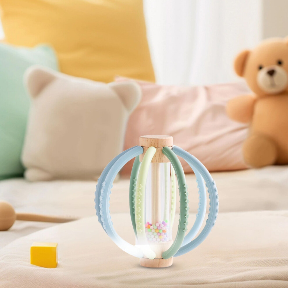 Baby teething rattle toy with bell handheld sensory teether