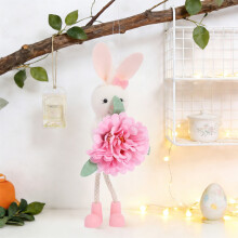 Adorno colgante floral de conejito de Pascua, corona y decoración para árbol de Navidad de primavera, recuerdo de fiesta infantil, decoración