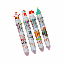 Stylo à bille multicolore Père Noël, 6 billes, couleurs sapin de Noël/Père Noël, joli stylo en plastique à pression pour étudiants et cadeaux