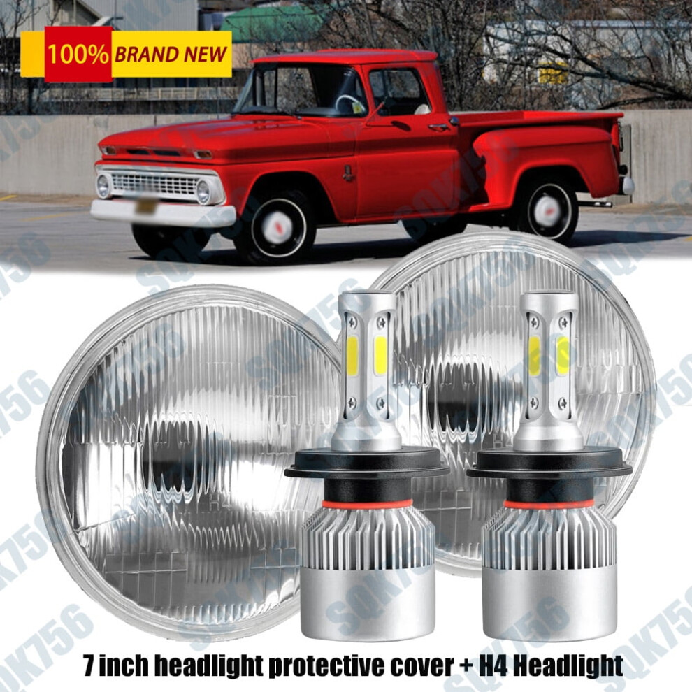 7 Inch Round Led Headlights Hi-Lo Beam For Chevy C10 Black 9377112716299