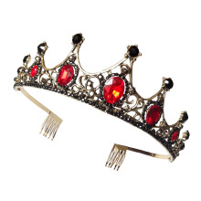 FRCOLOR Rhinestone Crown Headdress for Women – Red & Golden Wedding, Photography, Party Hair Accessory (Compatible with FRCOLOR)