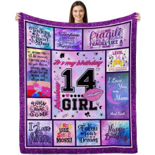 Couverture cadeau pour le 12e anniversaire d'une fille – 152 x 203 cm, compatible avec la décoration de chambre d'enfant