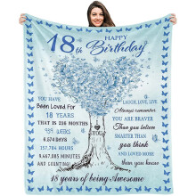Idées cadeaux pour le 18e anniversaire d'une fille : plaid (102 cm x 127 cm), décoration et cadeaux pour fille, nièce, sœur, amies