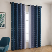 Rideaux occultants 160 x 132 cm, occultation totale, œillets, isolation thermique, bleu dégradé, 2 panneaux – Compatibles avec les tringles