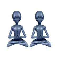 Statue de jardin représentant un extraterrestre en méditation, sculpture en résine d'extraterrestre en méditation, décoration OVNI pour