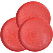 Plateau d'alimentation en plastique rouge pour poulets et canards, 13,76 x 13,76 po, 3