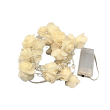3 Meter lange Lichterkette mit weißen Rosen und Perlen – Batteriebetriebene LED-Lichterkette, romantische Dekoration für Hochzeiten,