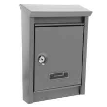 Boîte aux lettres extérieure en fer gris avec rangement verrouillable et fixation murale
