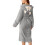 Women's Fleece-Lined Solid Color Robe With Pocket & Ear Cap - Gray Size L 2