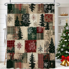Rideau de douche de Noël 180 x 150 cm, décoratif pour salle de bain