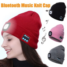 Morttic Bluetooth-Mütze mit LED-Scheinwerfer, wiederaufladbare kabellose Freisprechmütze, kompatibel mit Bluetooth-Geräten (fluoreszierendes Gelb)