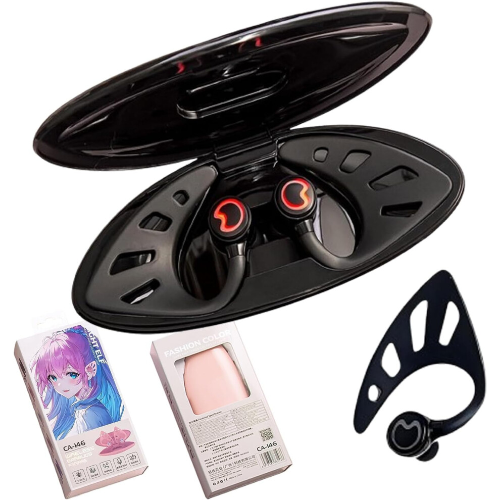 Elf Ear Headphones,Elf Wireless Earphones,Wireless 5.0 Earphones,Elf In-Ear Earbuds With Charging Case,Elf Headphones Wireless Bluetooth (Black) Black 9493189666708