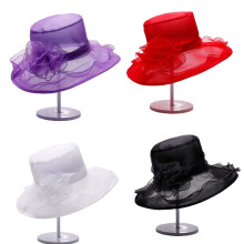 Chapeaux de Derby pour femmes, style thé, en organza, pour mariage/violet
