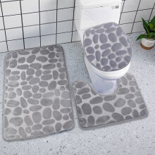 Clearance! Solid Color Bath Rugs Bathroom Carpet,Washable Bath Rug Set,3 Piece (Toilet Lid Cover,Contour Rug, Bath Rugs),Gray