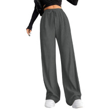 Women's High Waist Wide Leg Joggers with Ribbed Elastic