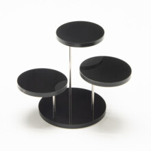 Soporte de exhibición de joyería de acrílico multicapa de 3 bandejas para anillos y colgantes, color negro.