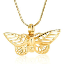 Collana da donna con ciondolo a forma di farfalla per ceneri di cremazione.