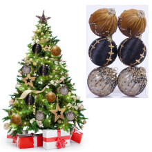 Boules de Noël en mousse recouvertes de tissu, 8 cm, lot de 6