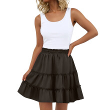 Women's Bohemian ruffled layered mini skirt with liner