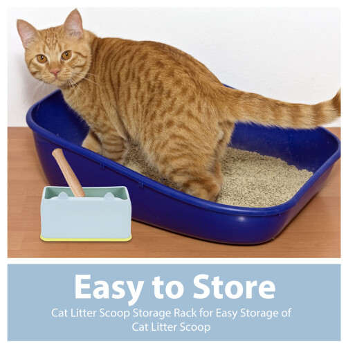 Litter Storage Container for Cat Accessories Plastic Blue 1Set Pet Owners Home Use 2