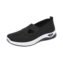 Willtoo Women's Orthopedic Breathable Mesh Slip-On Sneakers, Lightweight Diabetic Foam Shoes, Black 8W, compatible with diabetic foot needs