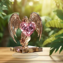 Angel Wings Cross Decor – Boho Acrylic Christ Decoration for Desk & Living Room, Compatible with Home Styling