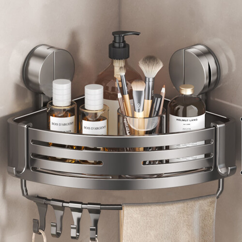 Rack Suction Triangle Storage Organizer Adjustable Shower Wall Mounted Large Capacity Removable Rustproof Shower Rack 1
