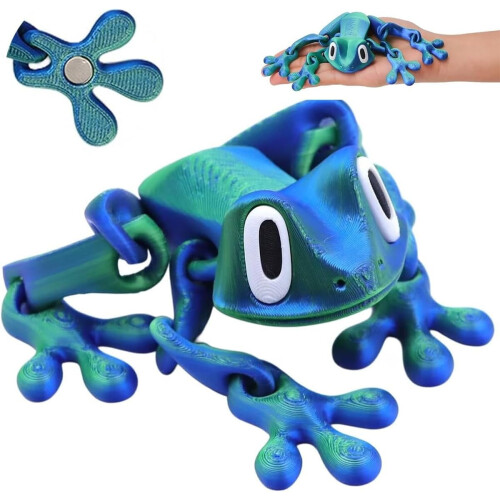 3D Printed Magnetic Frog Figurine 8 inch Articulated