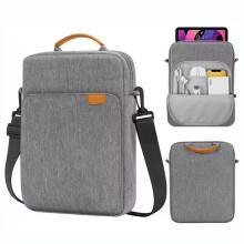 Tablet Sleeve Case for Laptop – Grey Satchel Messenger Bag with Handle & Removable Strap, 10.23x1.96x14.17", compatible with 10–14" devices