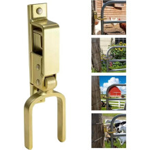Heavy-Duty Instant Locking Gate Latch for Cattle, Sheep & Horses – Rust-Resistant Steel, Auto Spring Lock, Brass Color