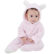 Spring Infant Flannel Solid Color Stitching Package Foot Romper Siamese Baby Crawling Jumpsuit