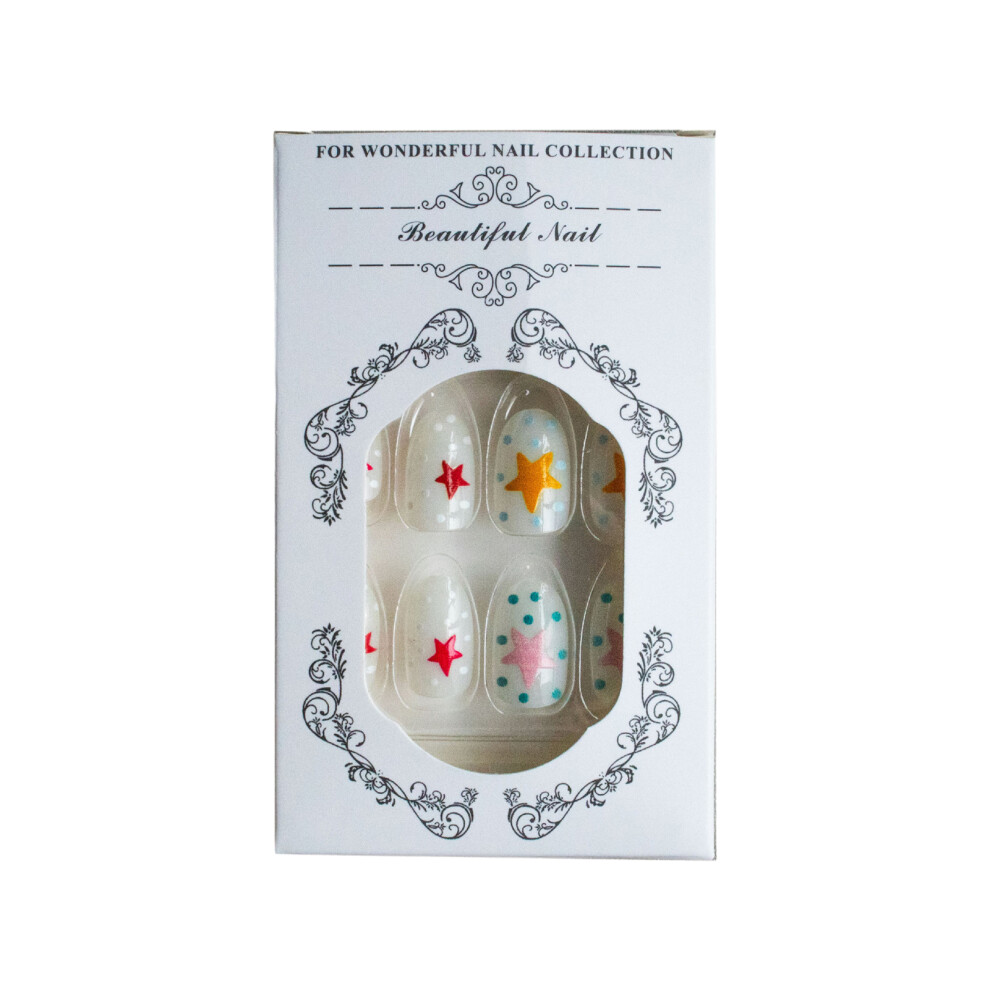 Dachuang Beauty 24Pcs Glossy Star Press On Nails For Summer Party