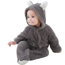 Forårsflanel ensfarvet syning pakke fodsparkedragt siamesisk baby kravlejumpsuit