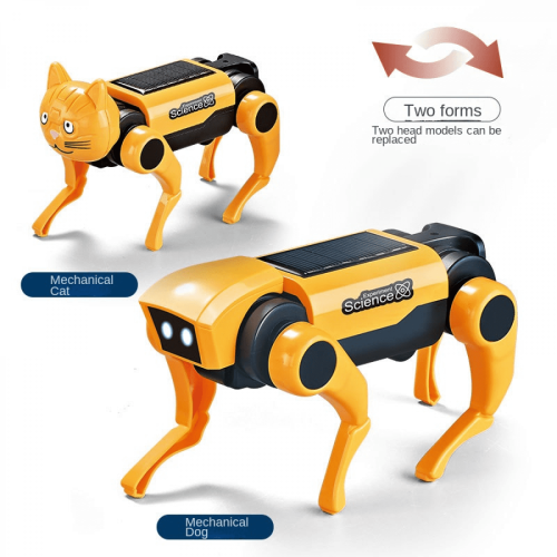 Solar Robot Toy Kit with Interchangeable Cat and Dog Heads