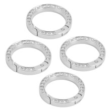 10pcs Silver Rhinestone Spring O Rings for Bags Keychains Crafts