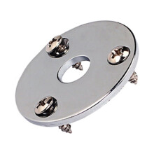 Round Guitar Jack Plate Silver 1/4 Inch Metal with Screws
