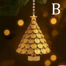 Shining Gold Money Christmas Tree Ornament Christmas Decorations with Rhinestone Base for Holiday Gift Home Office Decor Wealth Blessing 3.9in Gold