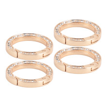 10pcs Gold Rhinestone Spring O Rings for Bags, Key Rings & Crafts