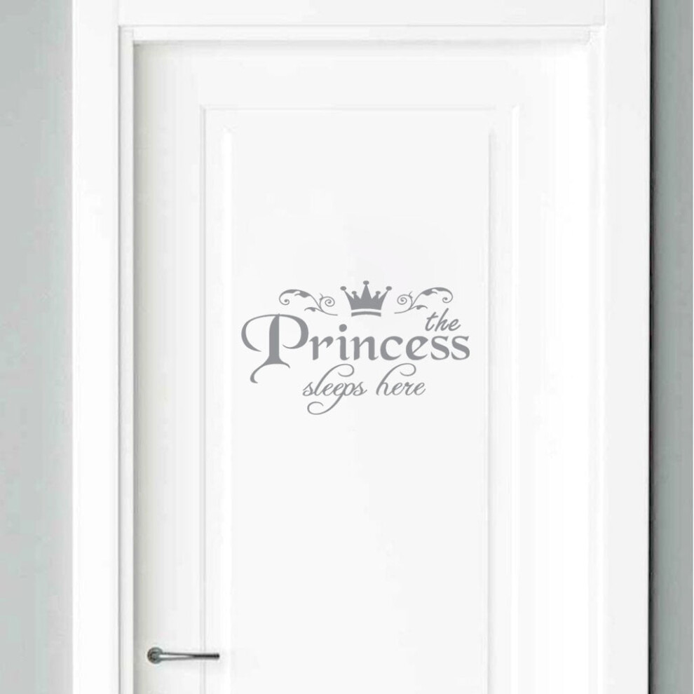 Princess "Sleep Here" Wall Decals (1/2/3PCS), Removable Flower Quote Stickers for Kids' Bedroom, Nursery & Living Room – Compatible with Smooth