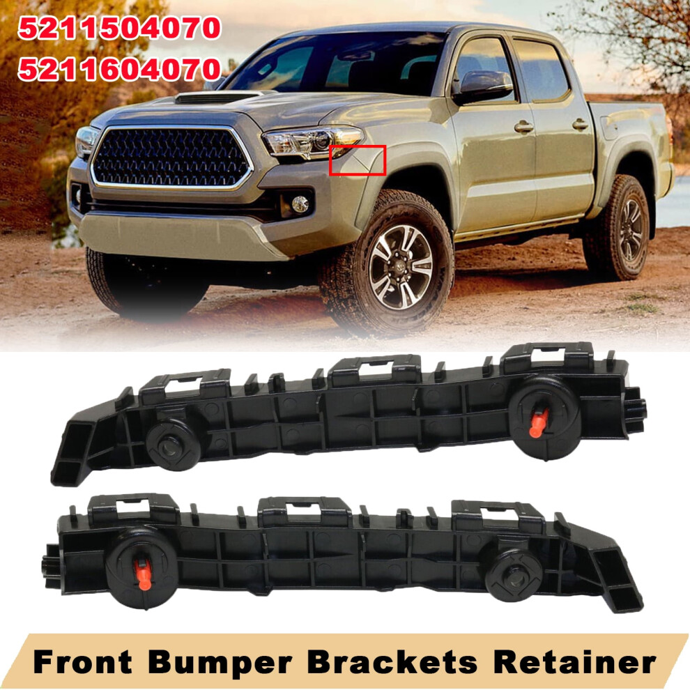2Pc Oe Front Bumper Bracket Set For 2016-21 Toyota Tacoma Retainer Mount Support Black 9464372714490