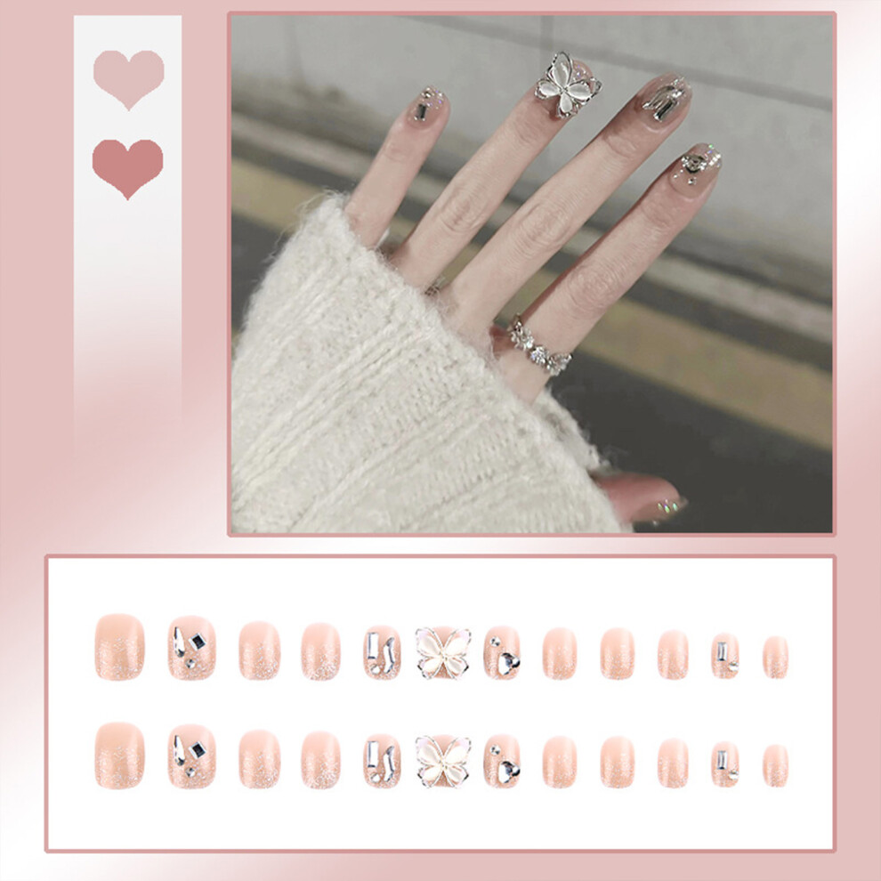 Roc-Electron (Standard) Elegant Flower Glossy Glue-On Nails For Women