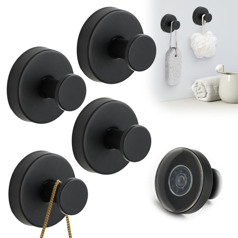 Stainless Steel Suction Cup Hooks For Shower Â No-Drill, Waterproof, Reusable, Removable Towel Hooks (1 Pack, Silver) 9464372716982