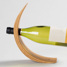 Self-Balancing Floating Wine Bottle Rack – Premium Wood, Fits 750ml Bottles | Personalized Gift for Wine Lovers (Curved/X-Shape)