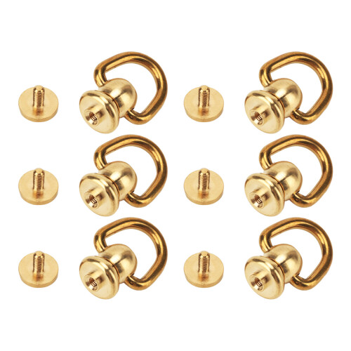 Rustproof Brass Rivets For Leather Crafts, Brass Ball Studs Easy To Install Rotatable D Ring Durable Brass Material Wide Application DIY Leather 2