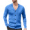 Ανδρικό Μονόχρωμο Πλεκτό Ζακέτα με V-Neck, Σχέδιο Ζακάρ, Μακρυμάνικο Πουλόβερ, 2