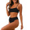 Women's solid color two-piece bikini 1 set 3