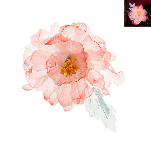 (Small) Chinese Hanfu Hair Clip Red Gradient Floral 1