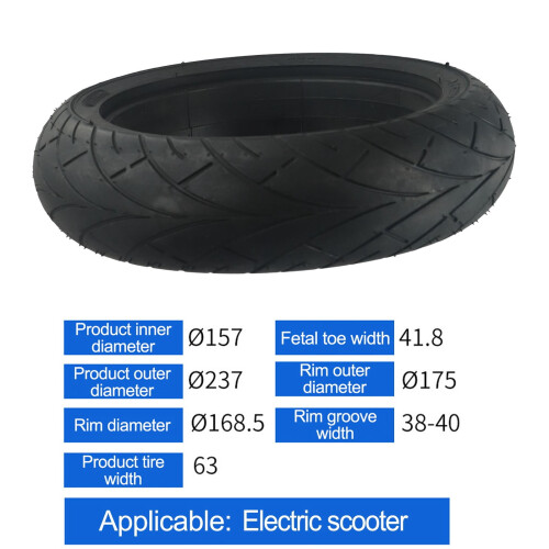 Pneu sólido de 10 polegadas para patinete elétrico, roda de borracha 10X2.5D, preto. 2